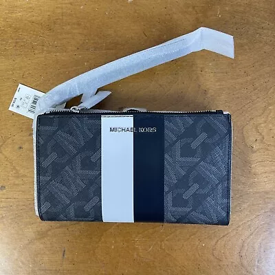 Michael Kors Jet Set Double Zip Wristlet Wallet (Black/OpticWhite) NWT $128 • $56.99