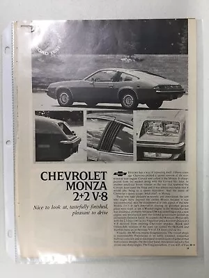MISC2110 Vintage Article Road Test 1976 ? Chevrolet Monza 2+2 V-8 4 Page • $14.99