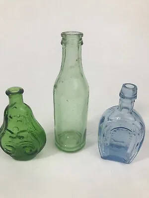 $19.99 • Buy Vintage Bitters Green, Blue Horseshoe, And Green Scroll Glass Bottles