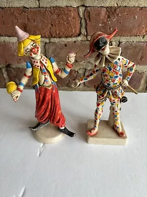Two (2) Vintage Italian Resin Clown Figures  Court Jester Made In Italy • $39.99