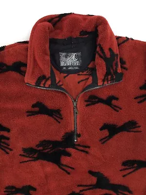 Tsunami Wild Horse Half Zip Fleece Equine Western Sherpa Sweater Womens Large • $21.55