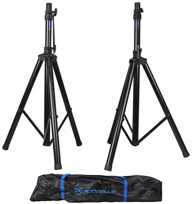 Pair Rockville RVES1 Adjustable Tripod DJ PA Speaker Stands+Carry Bag/Universal • $49.95