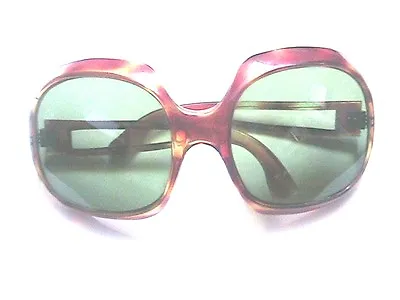 FRENCH 1960s OVERSIZED BUG TORTOISE SUNGLASSES~GREEN LENSES~JACKIE O. STYLE~NEW • $85