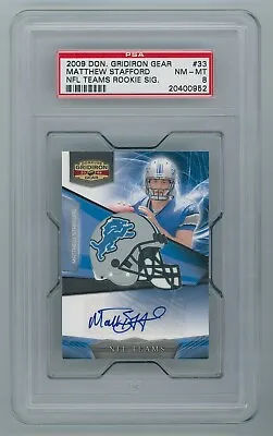 2009 Gridiron Gear Matthew Stafford Rookie Helmet Autograph 17/50 Auto PSA 8 • $99