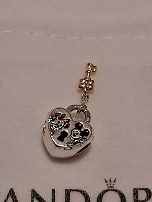 Genuine Pandora Disney Mickey Mouse & Minnie Mouse Padlock Charm New In Pouch. • £16