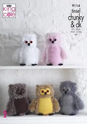 £3.89 • Buy King Cole 9114 Knitting Pattern Tinsel Owls In Tinsel Chunky