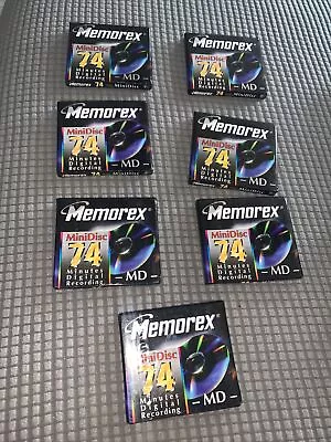 LOT OF 7 Memorex MiniDisc 74/80 Minutes Digital Recording Media Tapes New SEALED • $21.21