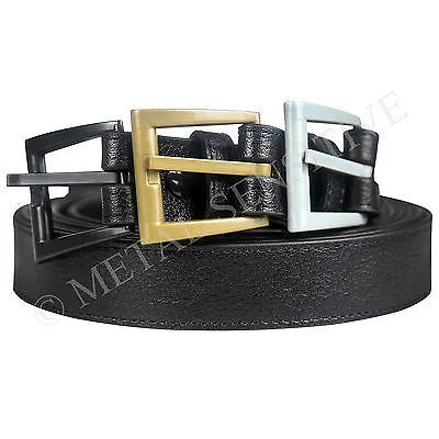 Nickel Safe 30mm Black Italian Fine Leather Belt * METAL FREE * Plastic Buckle • $41.67
