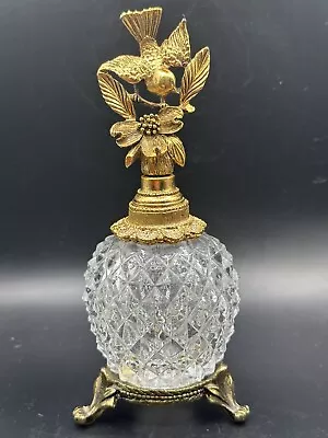 Vintage Ornate MATSON Dogwood & Bird 24k Gold Plated Ormolu Perfume Bottle • $69