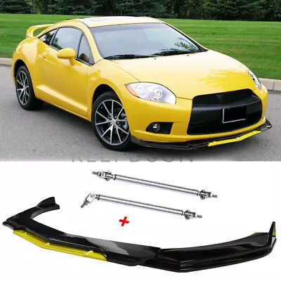 Yellow Front Bumper Lip Spoiler Splitter + Strut Rods For Mitsubishi Eclipse GSX • $95.11