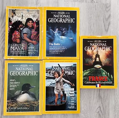 5 X Bulk (Lot 1) National Geographic Magazines 1989 April Oct May Nov July • $10