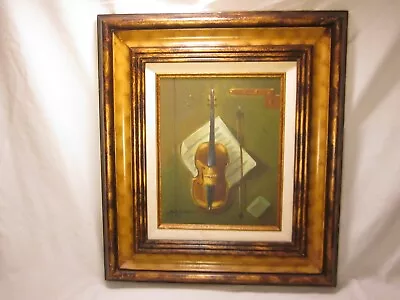 Vintage Framed Oil Painting Signed Mayers Original Art Violin Musician Detail  • $55.25