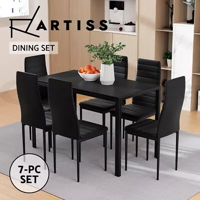 $319.95 • Buy Artiss Dining Chairs And Table Dining Set 6 Chair Set Of 7 Wooden Top Black