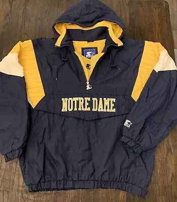 VINTAGE 90’s STARTER NOTRE DAME FIGHTING IRISH PULLOVER JACKET SZ LARGE • $69.99