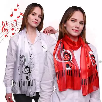 Music Satin Scarf For Unisex Clef & Piano Choir School Concert Accessories • £6.99