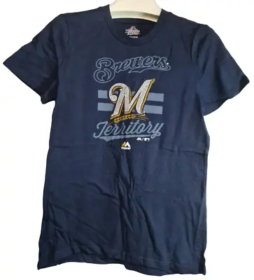 $21.36 • Buy Majestic Youth Milwaukee Brewers Crushing It Short-Sleeve T-Shirt NAVY - XL (16)