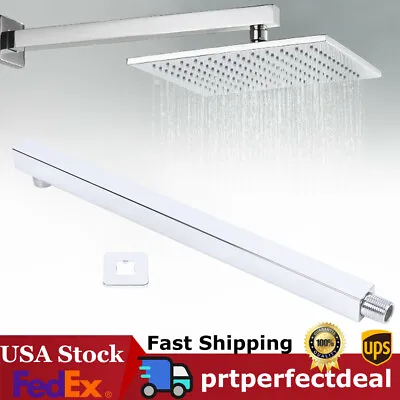 16  Shower Head Extension Arm Wall Mounted Square Rainfall Tube Stainless Steel • $8.82