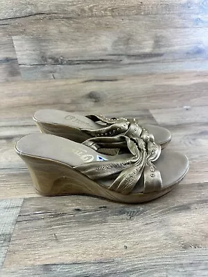 Onex Women's Sandals Size 9 Gold Made In The USA S025 • $14