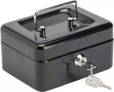 £9.99 • Buy Money Box Tin 6-10'' Steel Metal Cash Safe Security Petty Tin With Lock 2 Keys