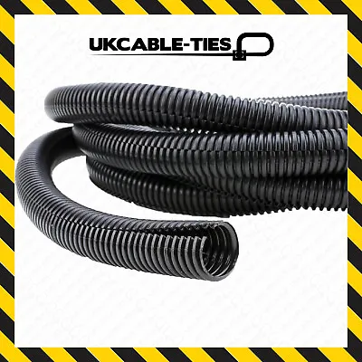 Split Conduit Black Split Flexible Tube Cable Tidy Corrugated Trunking Organiser • £2.89