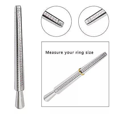 Metal Ring Sizer Guage Mandrel Finger Sizing Measure Stick Standard Jewelry Tool • $7.99