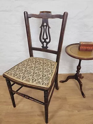 Edwardian Bedroom Side Chair Floral Upholstered Seat Mahogany Postage Available • £60