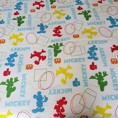 Disney Clubhouse Solid Mickey Mouse Twin Flat Bed Sheet Geometric Fabric • $12.99