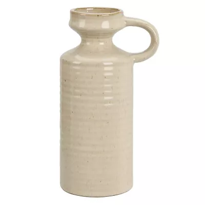 Flower Vase Jug Straight Rounded Shape Vintage Home Décor Wedding Stoneware • £11.99
