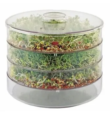 £8.99 • Buy Four TRAY SEED SPROUTER BEANS SEEDS GERMINATOR Organic Healthy Kitchen Sprouts