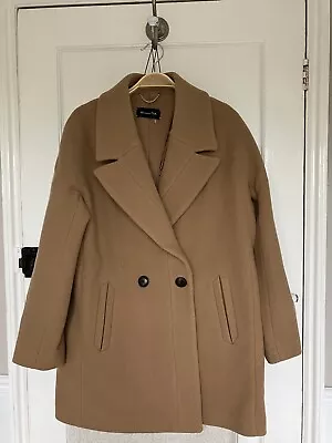 Massimo Dutti Coat EU Large Camel Wool Used But Perfect Condition • £85