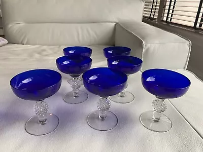 $159 • Buy Old English Cobalt Blue (Golf Ball Stem) By MORGANTOWN Set Buy All Or Part