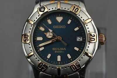 [Exc+5] Vintage SEIKO Divers Scuba 7N35-6020 Quartz 200m Men's Watch From JAPAN • $174.14