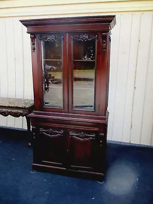 63752 Mahogany 2 Pc. China Cabinet Curio Bookcase • $975