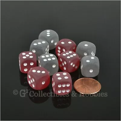 NEW Set Of 10 Frosted 12mm Red & Smoke Dice 6 Sided RPG MTG Gaming 1/2 Inch D6  • $5.99