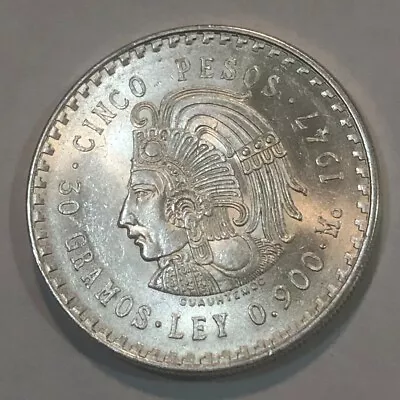 1947-Mo BU CINCO PESOS 5-peso Large Silver Coin. #mn3 • $43.50