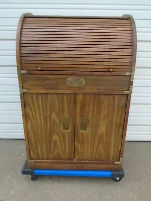 Roll Top Desk Campaigner  Regency Mid Century Modern Country Tambour Farm C Shap • $299