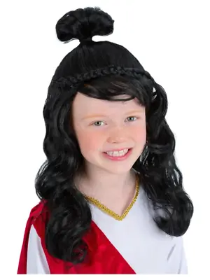 Grecian Princess Wig Roman Greek Girls Wig Black Kids Fancy Dress Accessory • £10.99