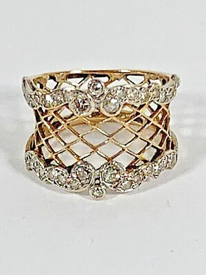 14k Gold W/Diamonds Women's Mesh Wedding Ring - Read • $499