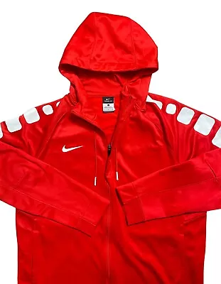 Nike Therma Fit Elite Mens Full Zip Hoodie Sweatshirt Size Large Jacket Red Logo • $39.96