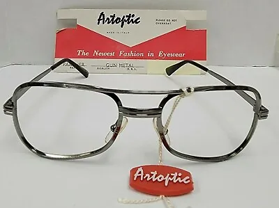 Vintage ARTOPTIC ITALIAN Men's Eye Glasses Frames FRAME ITALY WIRES Gun Metal • $29.99
