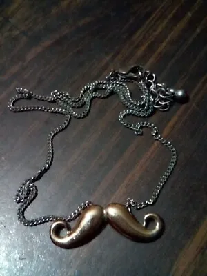 Women's Vintage Necklace Mustache Gold Tone With Chain • $4.99