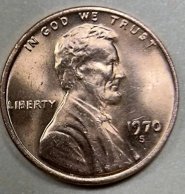 1970 S Uncirculated Lincoln Cent- Large Date - Bright And Shiny Penny • $1.50