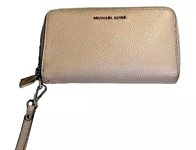 Michael Kors Large Saffiano Leather Continental Wristlet Wallet - Nude Beige • $28.99