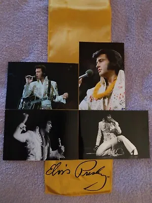 Elvis Presley Signature Gold Scarf&thats The Way It Is &aloha Show Photos Lot 5 • $40