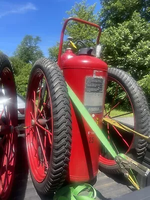 ANSUL Red Line Dry Chemical Fire Extinguisher With Hose  Spoked Wheel Vintage • $1499.99