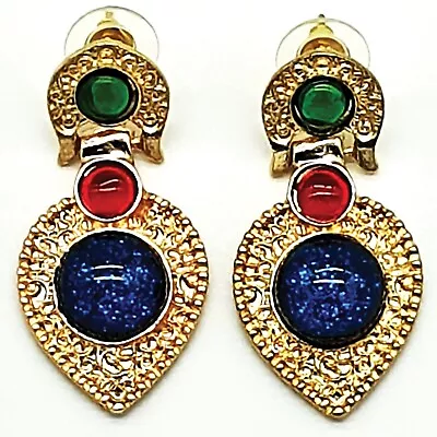 Women Glitter Big Earring Gold Indian Jewellery Drop Dangle Earrings Multicolour • $7.50