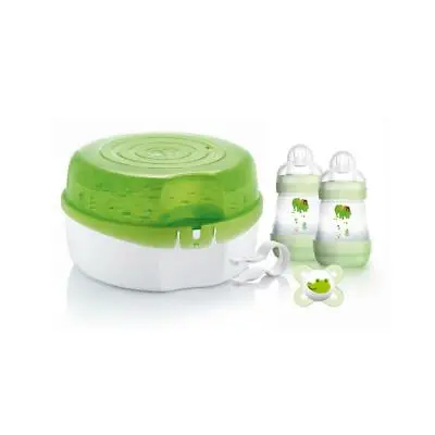 MAM Microwave Steam Steriliser Set (Green) Includes 2 Bottles & 1 Soother   • £41.51