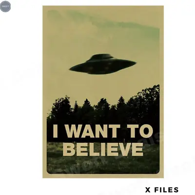 Retro Kraft Paper Poster - X FILES I WANT TO BELIEVE - For Room Home Wall Decor  • $15