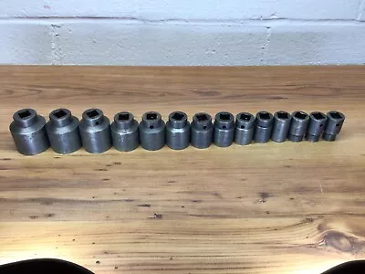 Vintage Mac Tools Sabina Ohio VI Impact Socket Set 1/2  Drive 14pcs 7/16~1-1/4 • $56