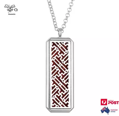 Rectangle Pattern Locket Necklace Aromatherapy Essential Oils Diffuser + 2 Pads • $16.90